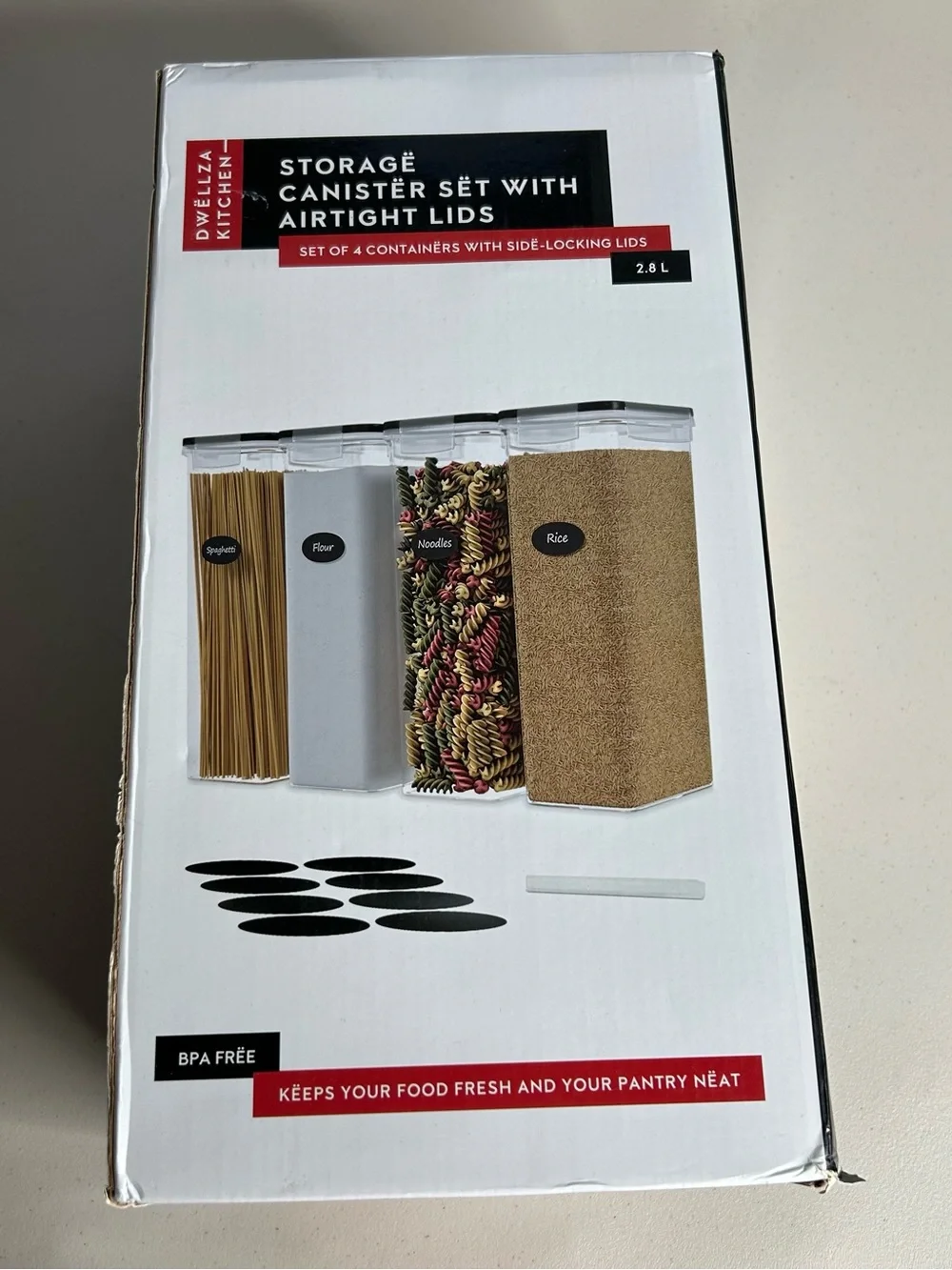 Dwella Kitchen Storage Canister Set of 4 With Airtight Lids BPA Free